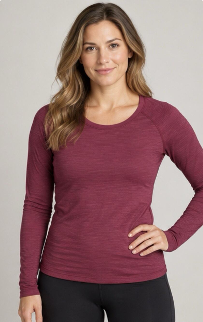 Lululemon Womens 12 Burgundy Long Sleeve Athletic Running Workout Top